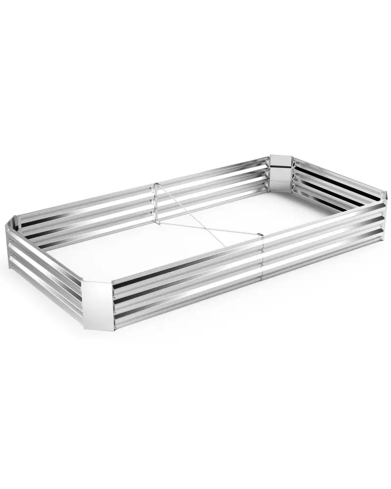 Metal Galvanized Raised Garden Bed with Open-Ended Base-8 x 4 ft - Silver - Raised Garden Beds