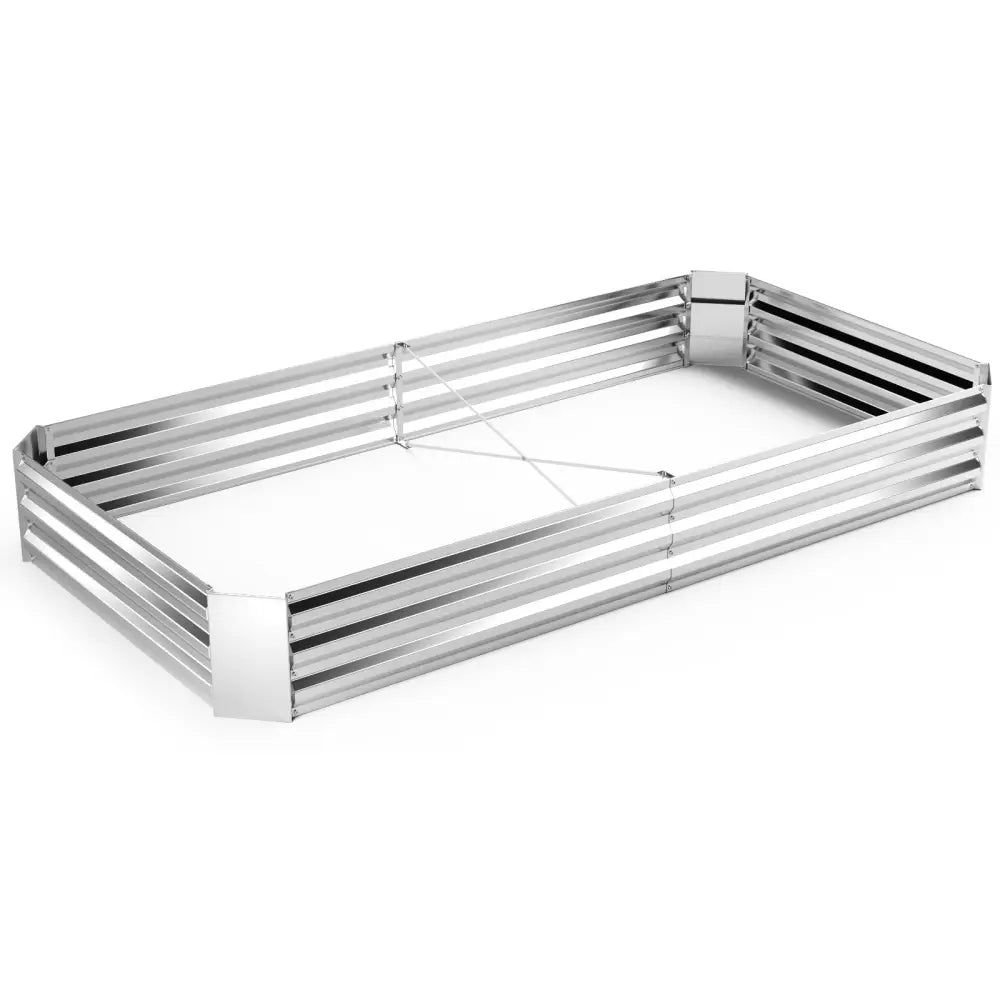 Metal Galvanized Raised Garden Bed with Open-Ended Base-8 x 4 ft - Silver - Raised Garden Beds