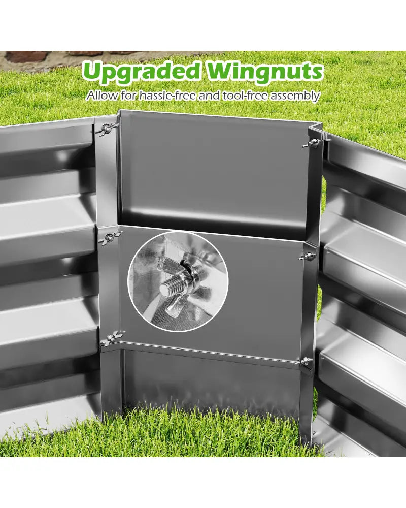 Metal Galvanized Raised Garden Bed with Open-Ended Base-8 x 4 ft - Silver - Raised Garden Beds