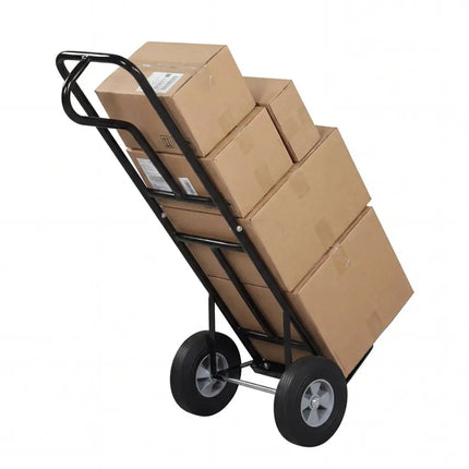 Metal Hand Truck Heavy-Duty 600 LBS Moving Dolly Cart with P-Handle and 10inch Rubber Wheels-Black - Black - Garages