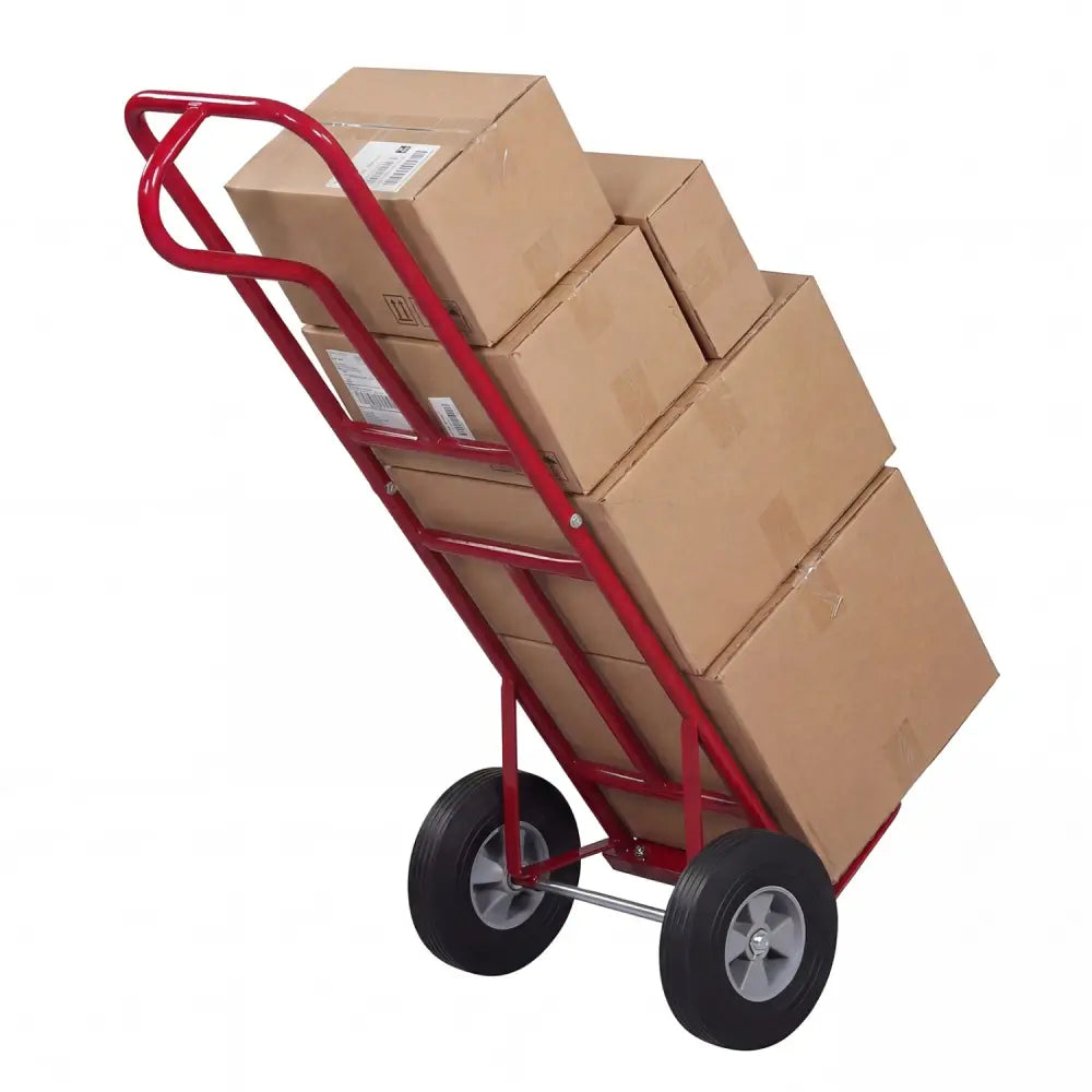 Metal Hand Truck Heavy-Duty 600 LBS Moving Dolly Cart with P-Handle and 10inch Rubber Wheels-Red - Red - Garages