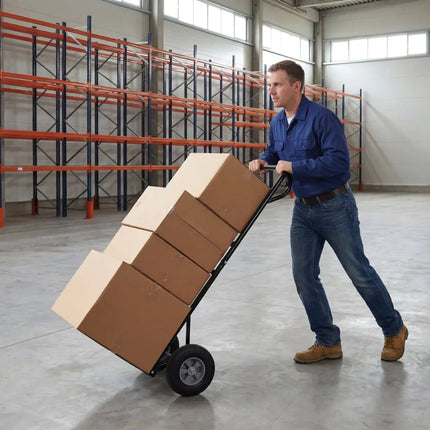 Metal Hand Truck Heavy-Duty 600 LBS Moving Dolly Cart with P-Handle and 10inch Rubber Wheels-Black - Black - Garages