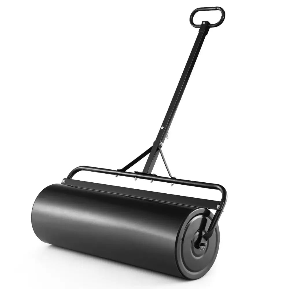 Metal Lawn Roller with Detachable Gripping Handle-Black - Black - Lawn Care Tools