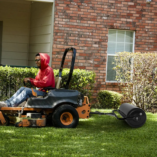 Metal Lawn Roller with Detachable Gripping Handle-Black - Black - Lawn Care Tools