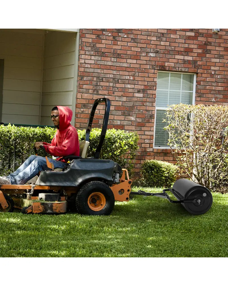 Metal Lawn Roller with Detachable Gripping Handle-Black - Black - Lawn Care Tools