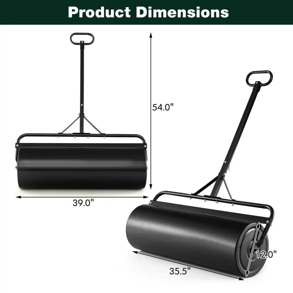 Metal Lawn Roller with Detachable Gripping Handle-Black - Black - Lawn Care Tools