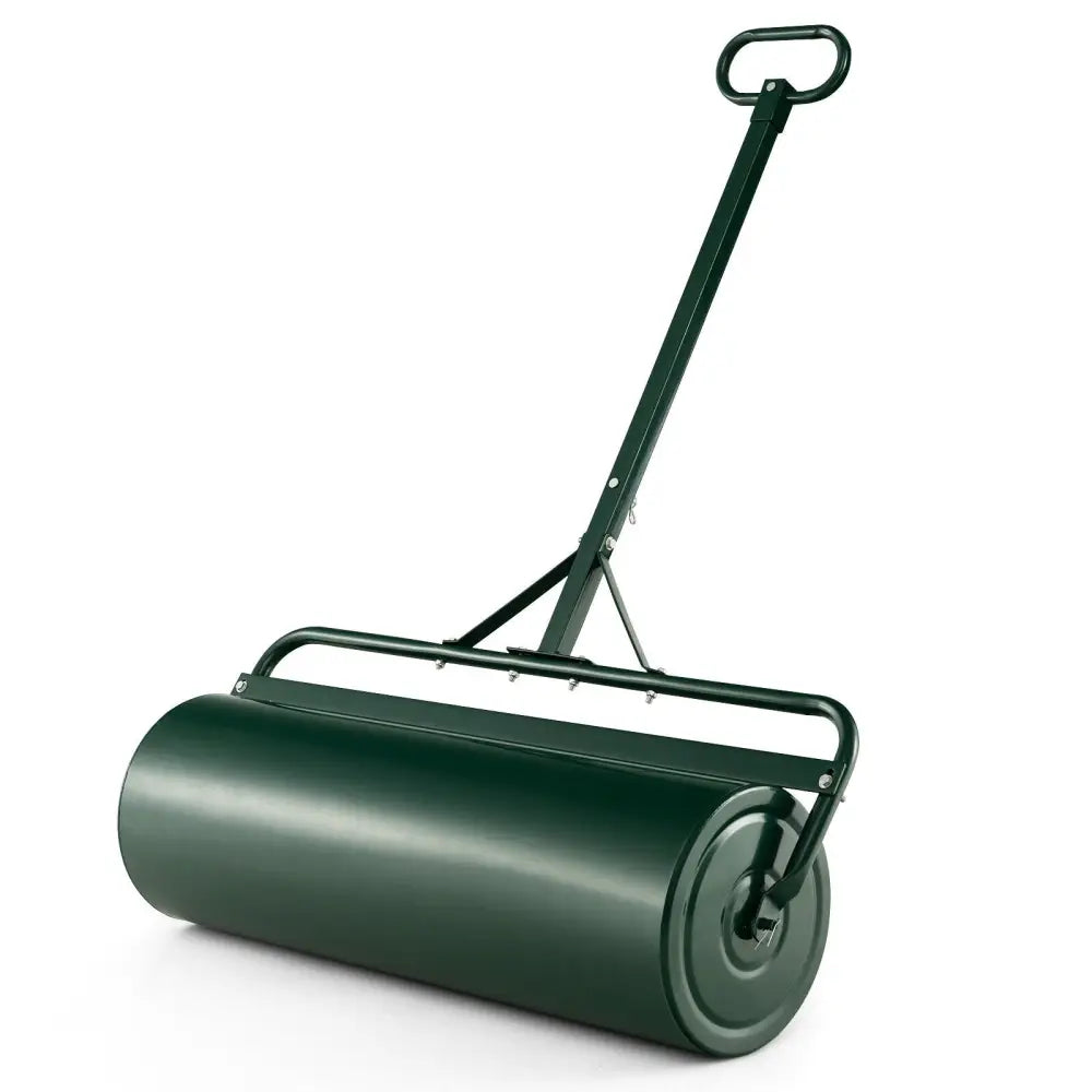 Metal Lawn Roller with Detachable Gripping Handle-Green - Green - Lawn Care Tools
