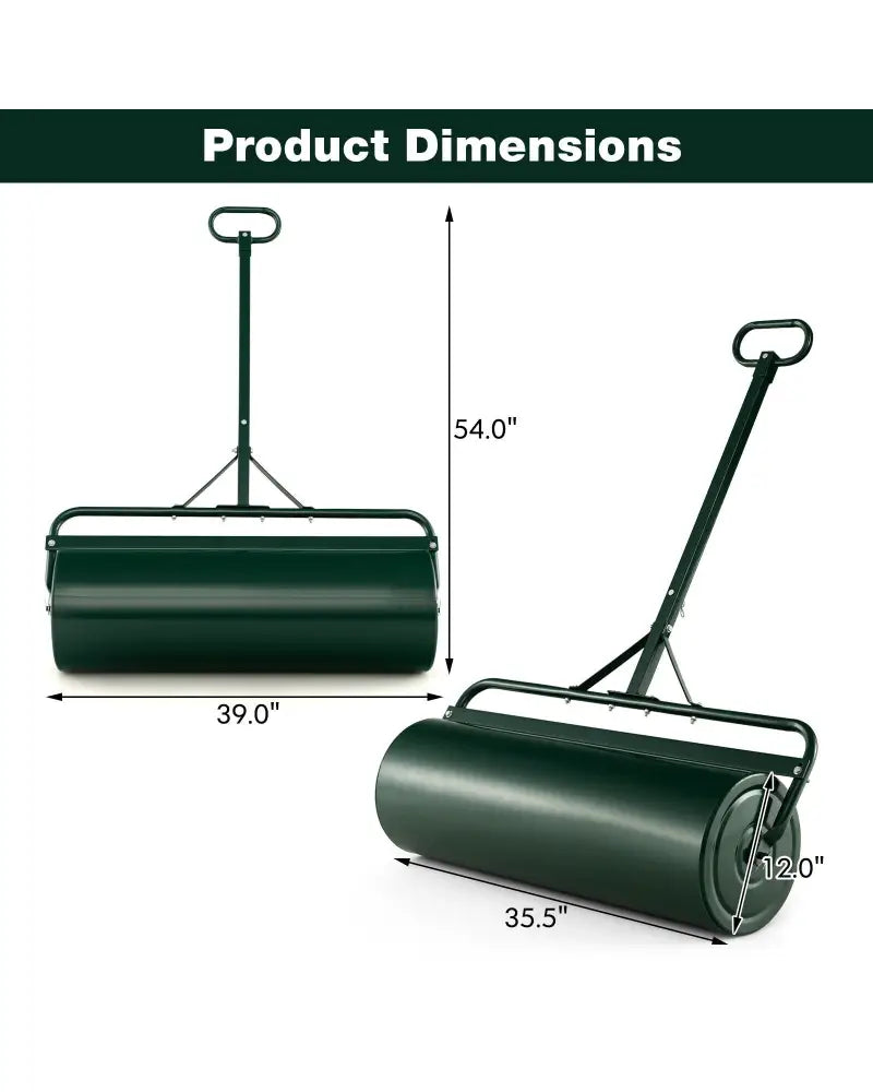 Metal Lawn Roller with Detachable Gripping Handle-Green - Green - Lawn Care Tools