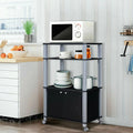 Microwave Rack Stand Rolling Storage Cart-Black - Black - Baker’s Racks