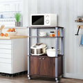 Microwave Rack Stand Rolling Storage Cart-Walnut - Walnut - Baker’s Racks