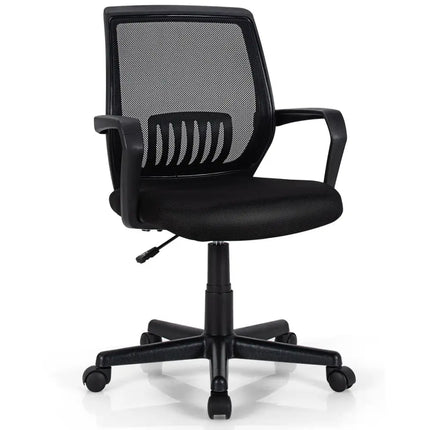 Mid-Back Mesh Height Adjustable Executive Chair with Lumbar Support - Black - Mesh Chairs