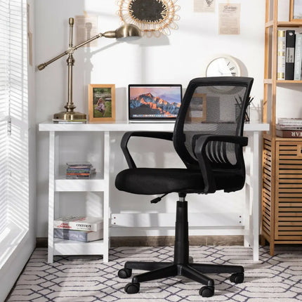 Mid-Back Mesh Height Adjustable Executive Chair with Lumbar Support - Black - Mesh Chairs