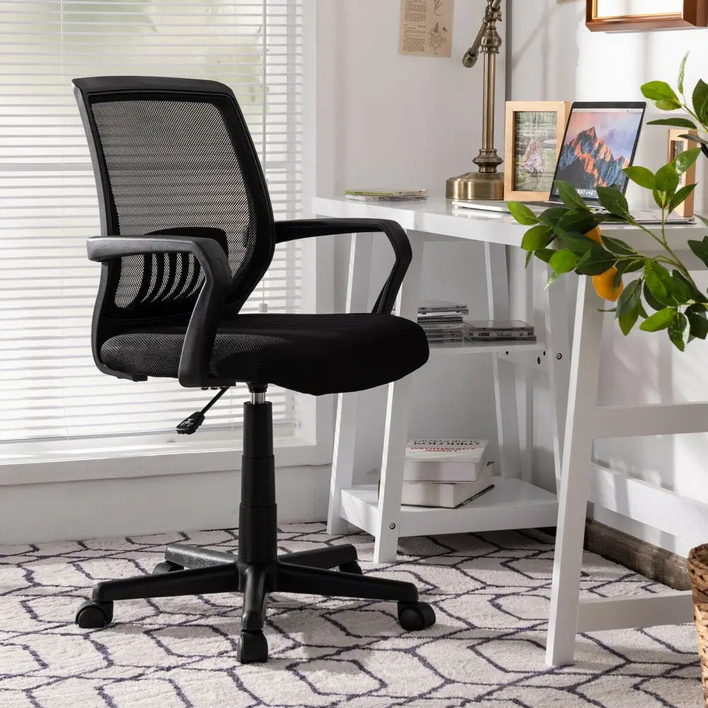 Mid-Back Mesh Height Adjustable Executive Chair with Lumbar Support - Black - Mesh Chairs