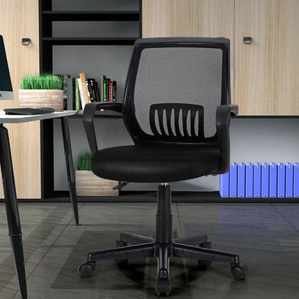 Mid-Back Mesh Height Adjustable Executive Chair with Lumbar Support - Black - Mesh Chairs