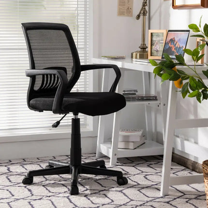 Mid-Back Mesh Height Adjustable Executive Chair with Lumbar Support - Black - Mesh Chairs