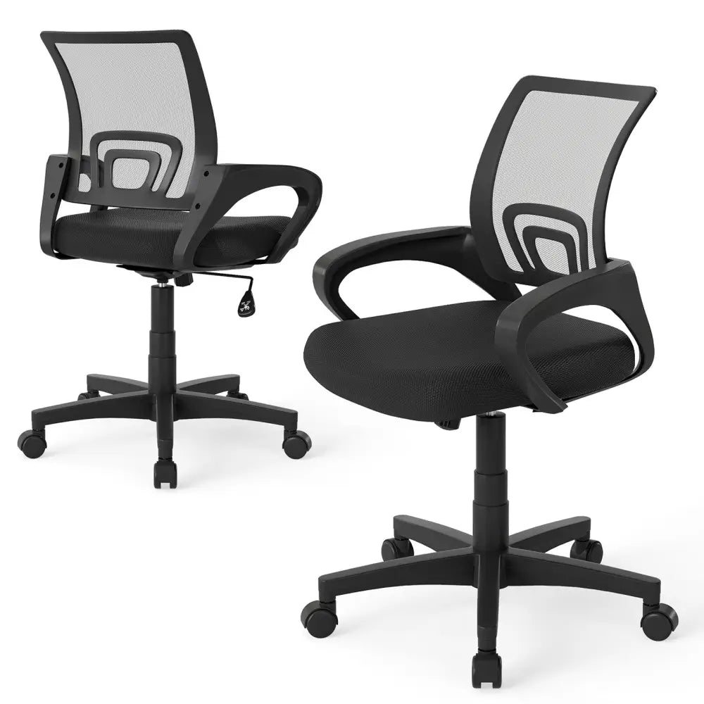 Mid-Back Mesh Office Chair Ergonomic Computer Chair with Lumbar Support-Black - Black - Mesh Chairs