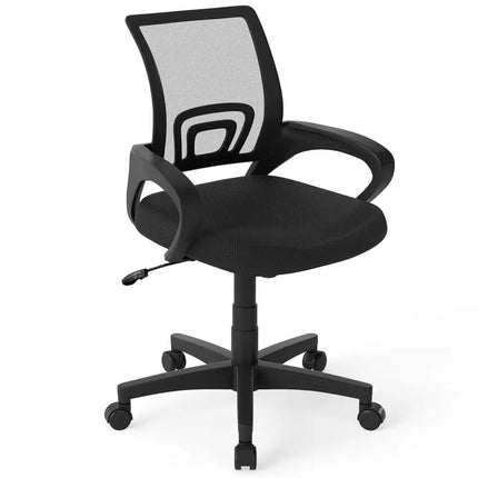 Mid-Back Mesh Office Chair Ergonomic Computer Chair with Lumbar Support-Black - Black - Mesh Chairs
