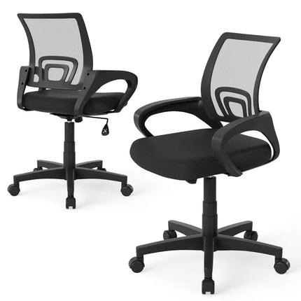 Mid-Back Mesh Office Chair Ergonomic Computer Chair with Lumbar Support-Black - Black - Mesh Chairs