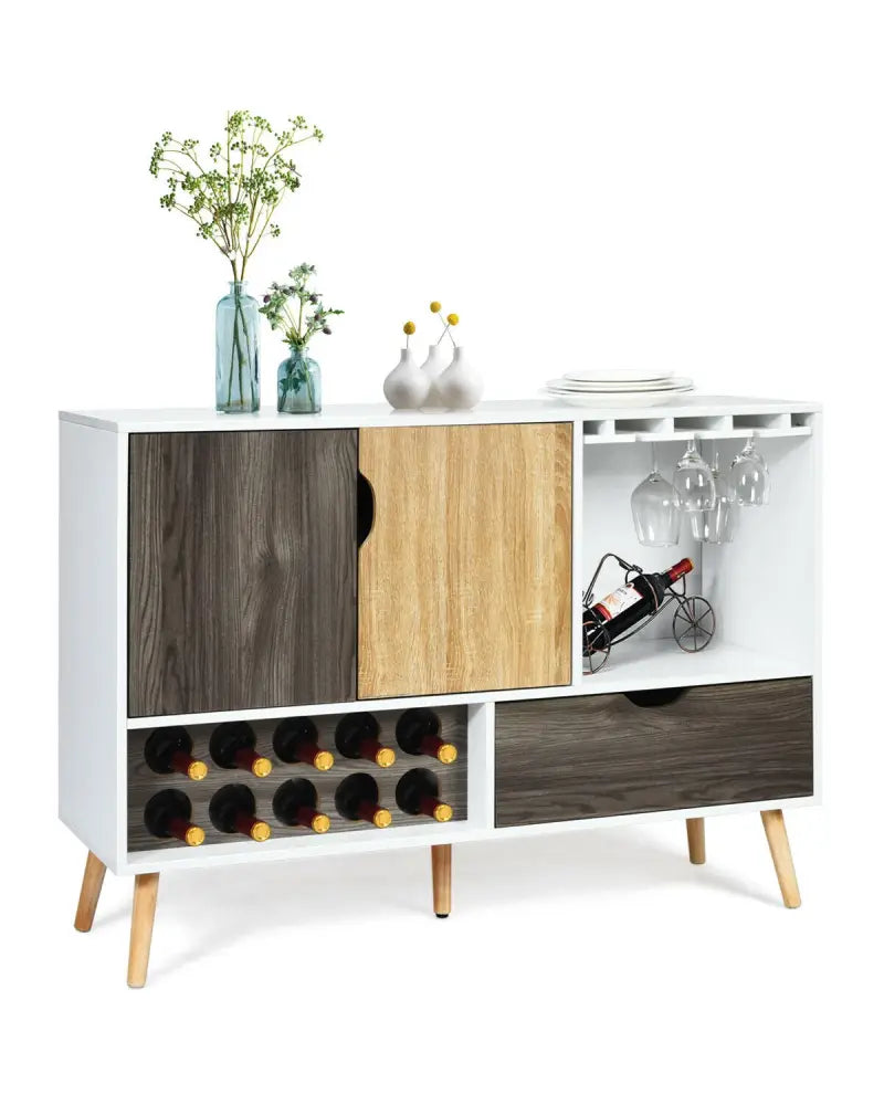 Mid-Century Buffet Sideboard Wooden Storage Cabinet - White - Sideboards Cabinets & Buffets