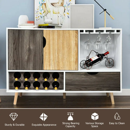 Mid-Century Buffet Sideboard Wooden Storage Cabinet - White - Sideboards Cabinets & Buffets