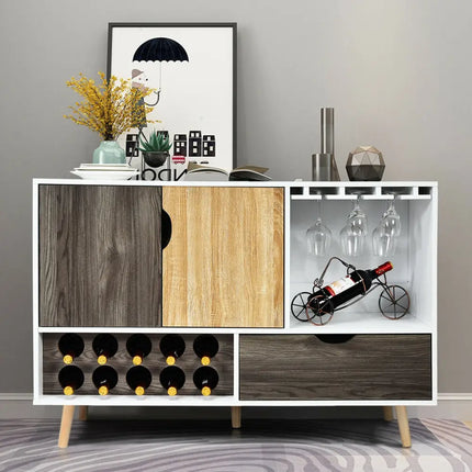 Mid-Century Buffet Sideboard Wooden Storage Cabinet - White - Sideboards Cabinets & Buffets