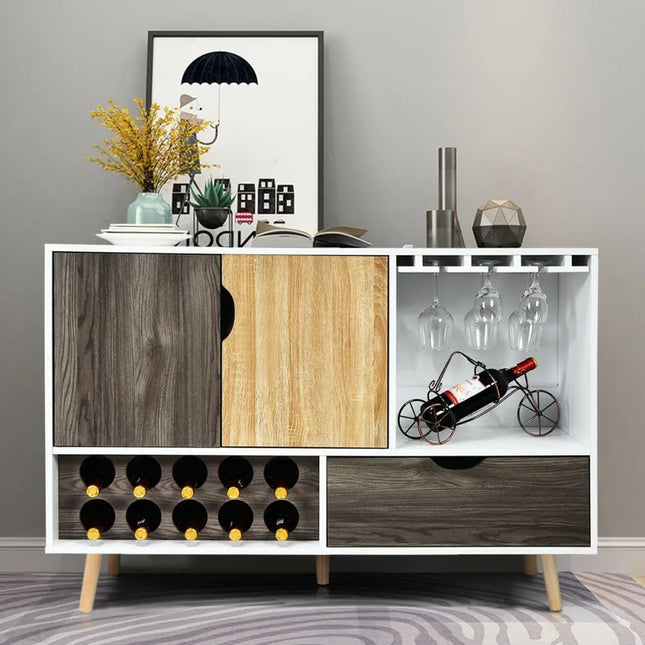 Mid-Century Buffet Sideboard Wooden Storage Cabinet - White - Sideboards Cabinets & Buffets