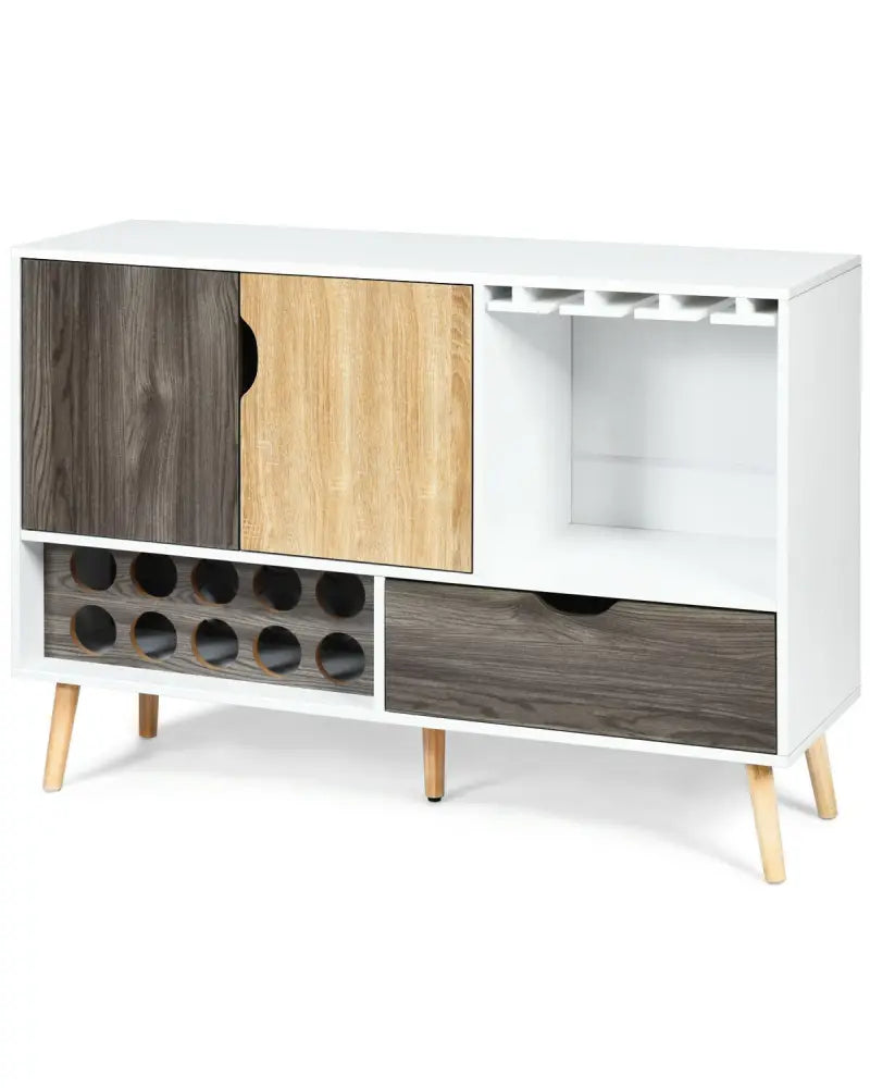 Mid-Century Buffet Sideboard Wooden Storage Cabinet - White - Sideboards Cabinets & Buffets