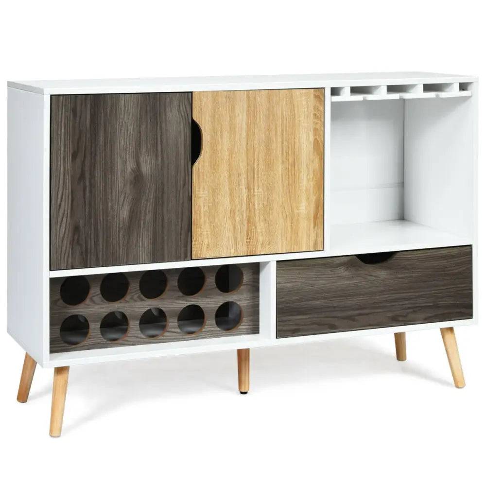 Mid-Century Buffet Sideboard Wooden Storage Cabinet - White - Sideboards Cabinets & Buffets