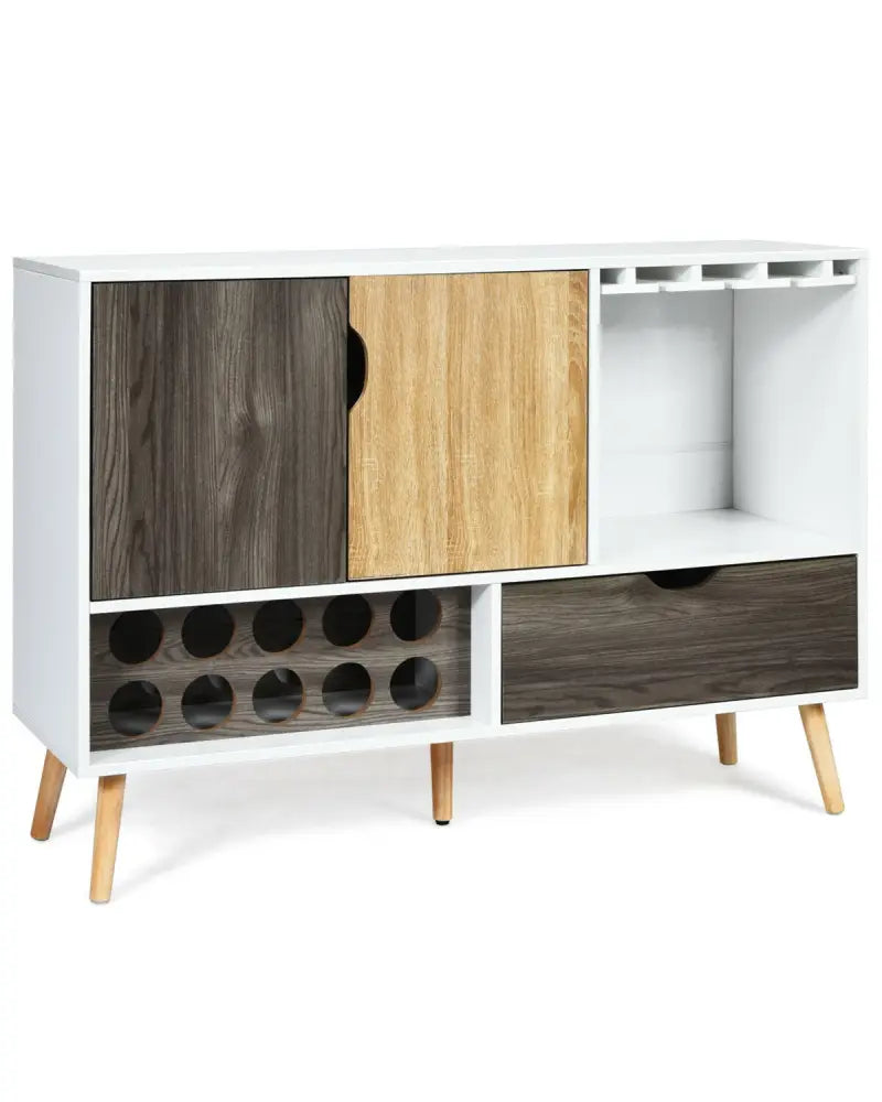 Mid-Century Buffet Sideboard Wooden Storage Cabinet - White - Sideboards Cabinets & Buffets