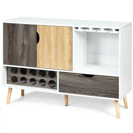 Mid-Century Buffet Sideboard Wooden Storage Cabinet - White - Sideboards Cabinets & Buffets