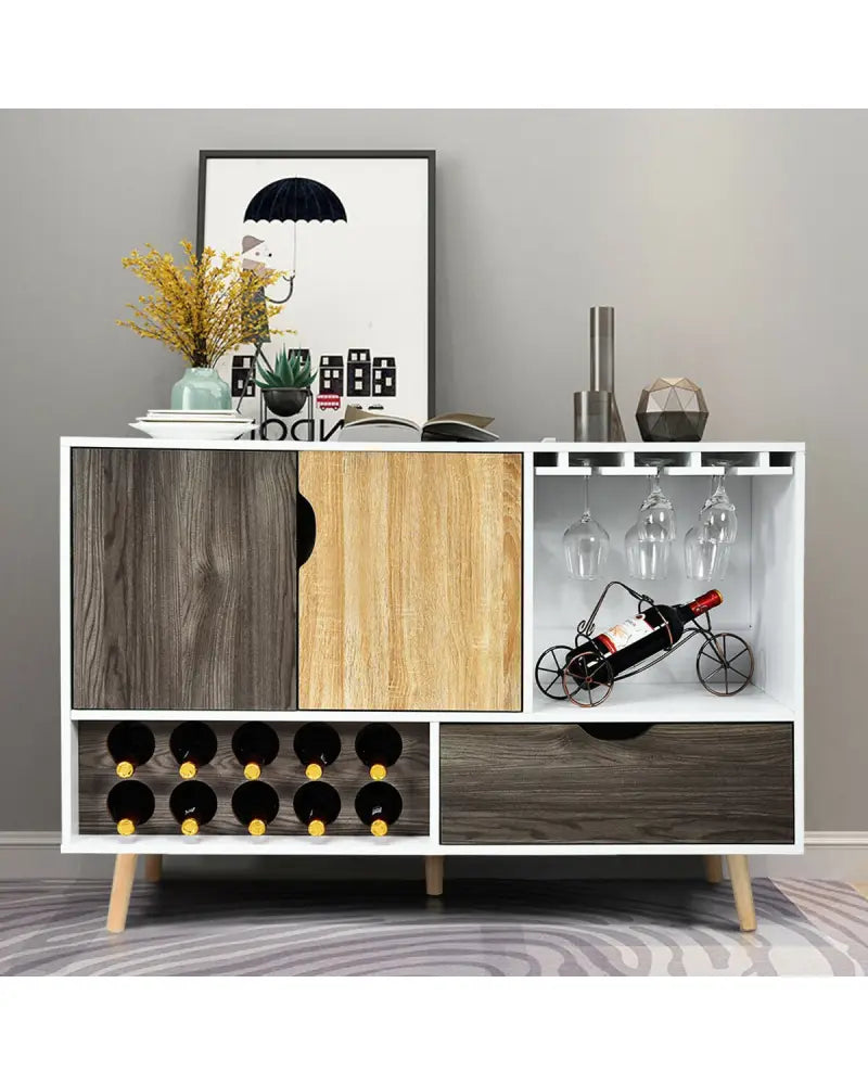 Mid-Century Buffet Sideboard Wooden Storage Cabinet - White - Sideboards Cabinets & Buffets