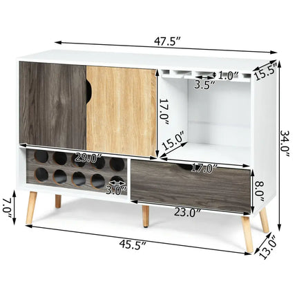 Mid-Century Buffet Sideboard Wooden Storage Cabinet - White - Sideboards Cabinets & Buffets