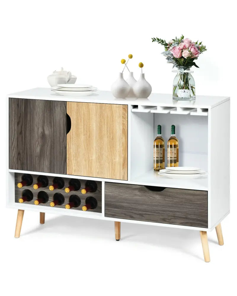 Mid-Century Buffet Sideboard Wooden Storage Cabinet - White - Sideboards Cabinets & Buffets
