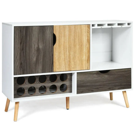 Mid-Century Buffet Sideboard Wooden Storage Cabinet - White - Sideboards Cabinets & Buffets