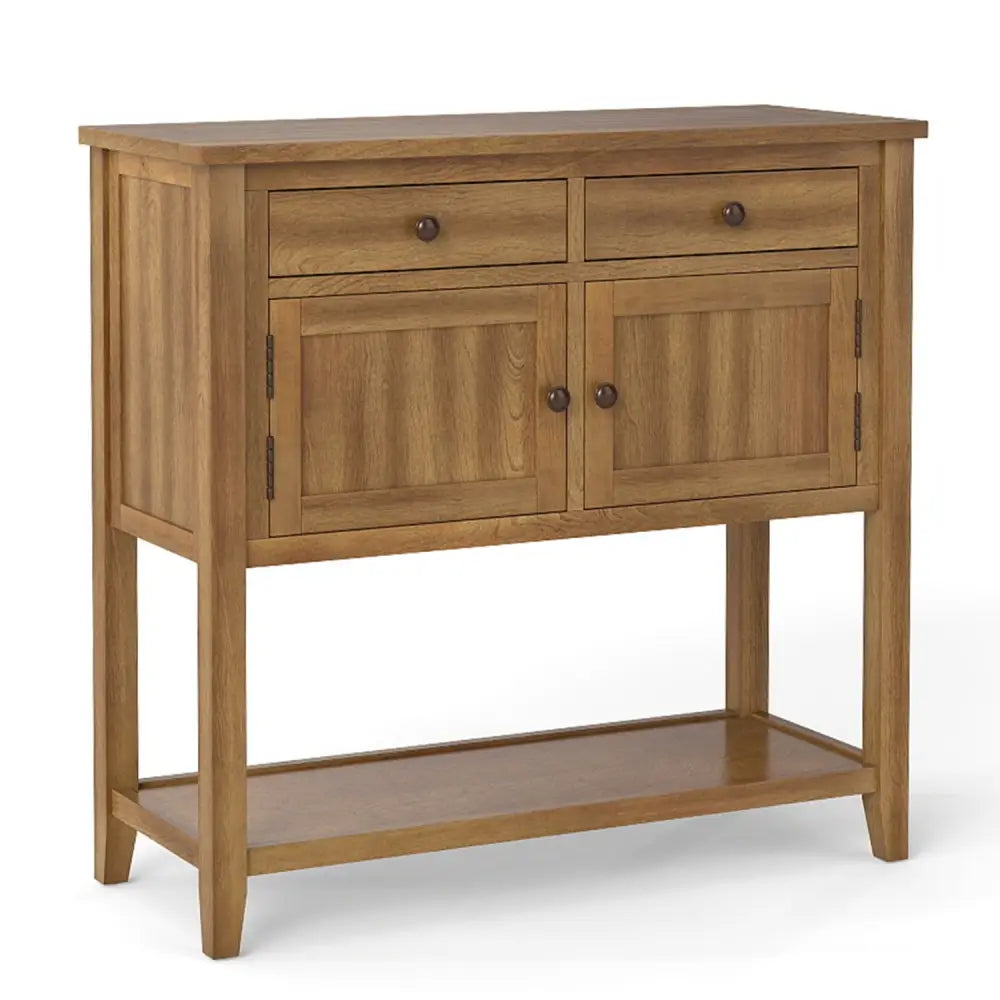 Mid-Century Console Table Wood Coffee Bar Buffet Sideboard with 2 Drawers-Walnut - Walnut - Coffee Tables
