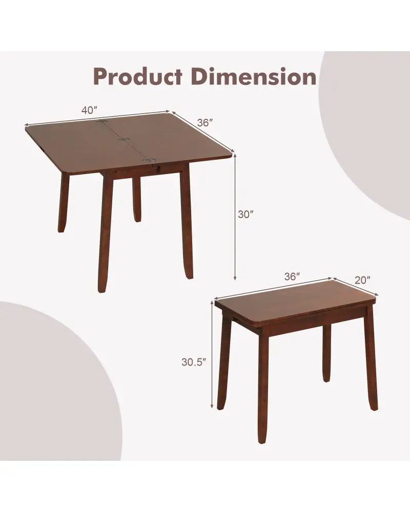 Mid Century Folding Dining Table for 4 People Extendable Kitchen Table with Hidden Storage-Brown - Brown - Dining Tables