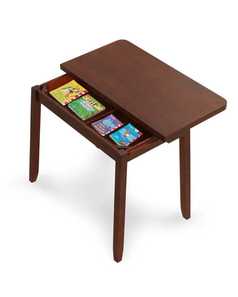 Mid Century Folding Dining Table for 4 People Extendable Kitchen Table with Hidden Storage-Brown - Brown - Dining Tables