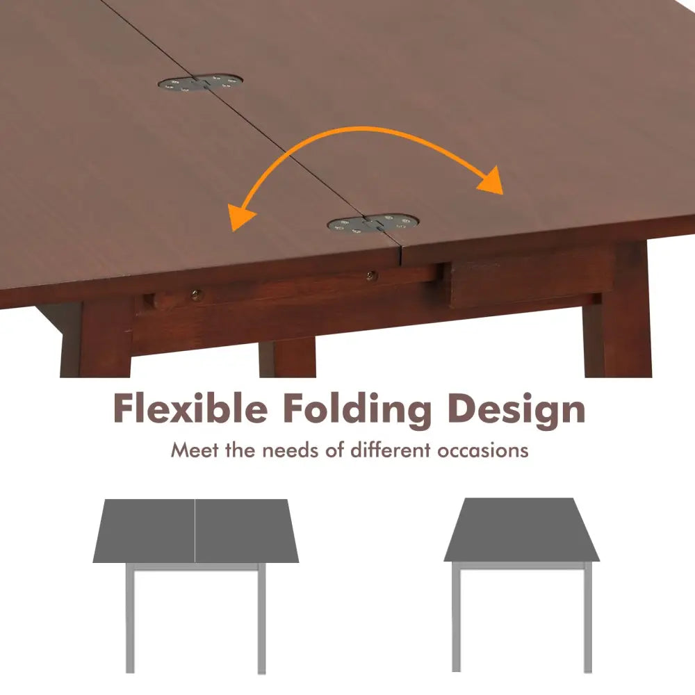 Mid Century Folding Dining Table for 4 People Extendable Kitchen Table with Hidden Storage-Brown - Brown - Dining Tables