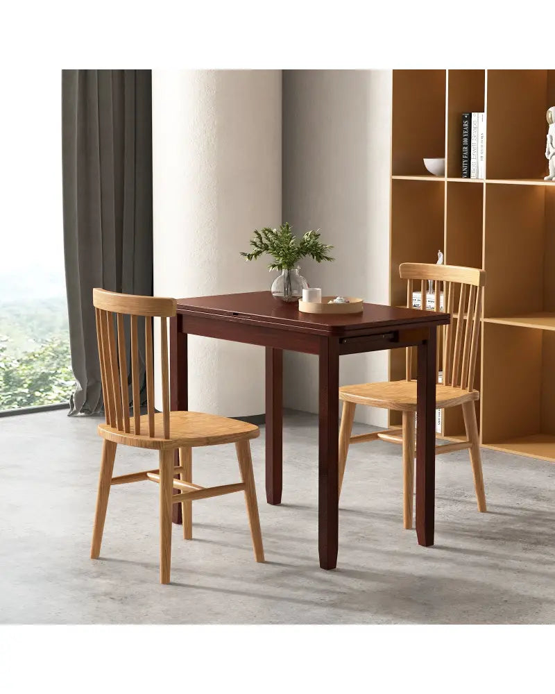 Mid Century Folding Dining Table for 4 People Extendable Kitchen Table with Hidden Storage-Brown - Brown - Dining Tables