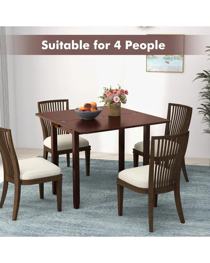 Mid Century Folding Dining Table for 4 People Extendable Kitchen Table with Hidden Storage-Brown - Brown - Dining Tables