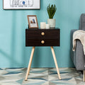 Mid Century Modern 2 Drawers Nightstand in Natural-Brown - Brown - Nightstands