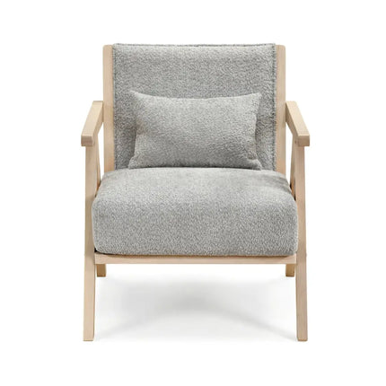 Mid-Century Modern Accent Chair Artificial Leather Sofa Chair with Rubber Wood Frame-Gray - Gray - Accent Chairs