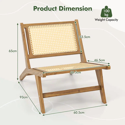 Mid Century Modern Accent Chair Farmhouse Handwoven Rattan Chair with Ottoman - Patio Dining Chairs