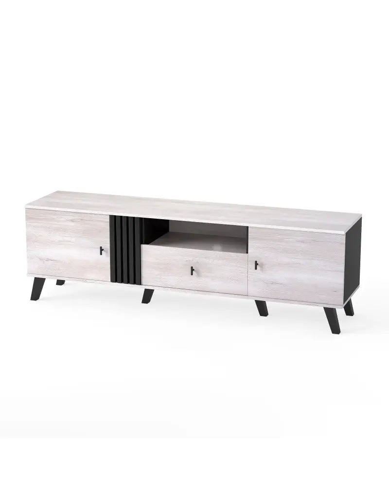 Mid Century Modern TV Stand Entertainment Center for 80’’ TVs-Oak - Oak - Entertainment Centers & TV Stands