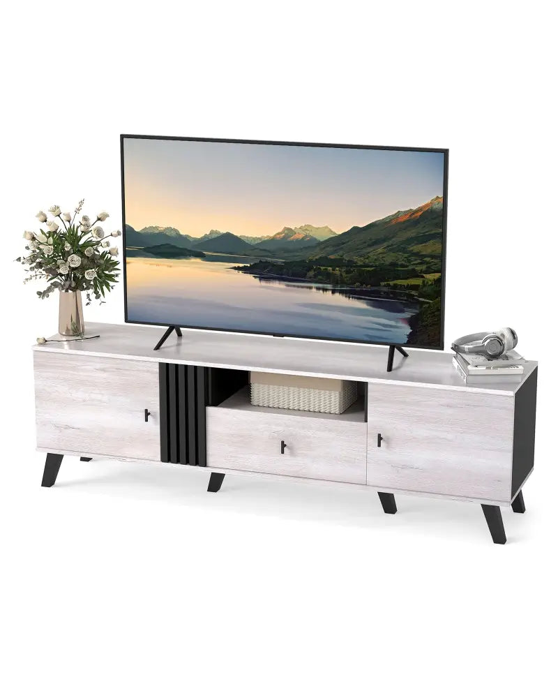 Mid Century Modern TV Stand Entertainment Center for 80’’ TVs-Oak - Oak - Entertainment Centers & TV Stands