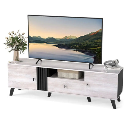 Mid Century Modern TV Stand Entertainment Center for 80’’ TVs-Oak - Oak - Entertainment Centers & TV Stands