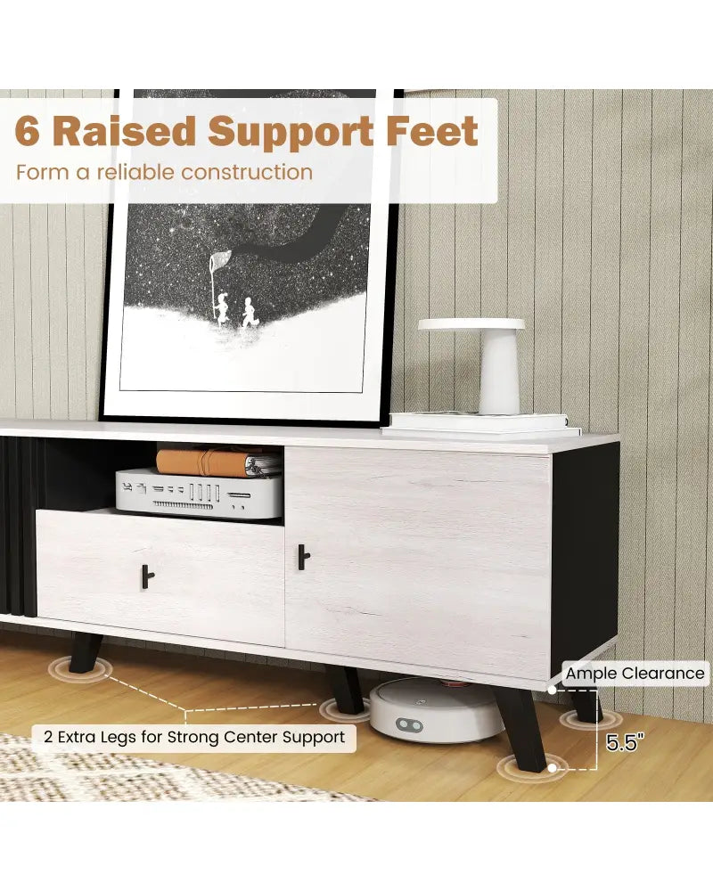 Mid Century Modern TV Stand Entertainment Center for 80’’ TVs-Oak - Oak - Entertainment Centers & TV Stands