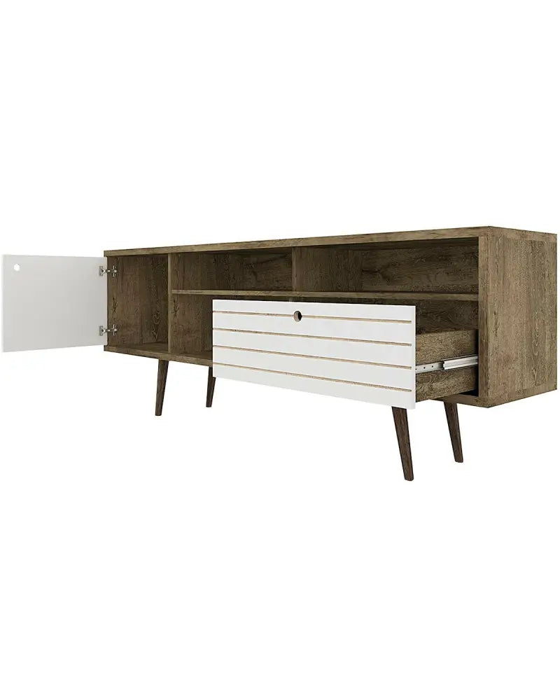 Mid-Century Modern TV Stand for TVs up to 65 Inch - Walnut & Gray - Entertainment Centers & TV Stands