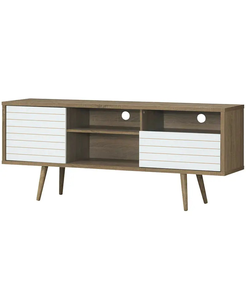 Mid-Century Modern TV Stand for TVs up to 65 Inch - Walnut & Gray - Entertainment Centers & TV Stands