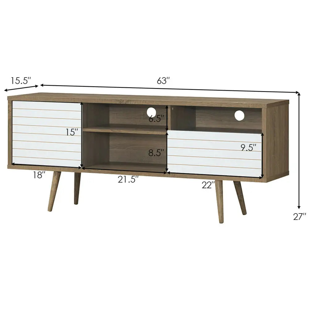 Mid-Century Modern TV Stand for TVs up to 65 Inch - Walnut & Gray - Entertainment Centers & TV Stands